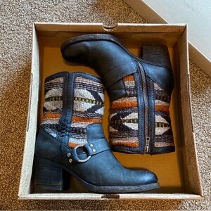 Born “Panarea” Aztec Wool/Leather Boots